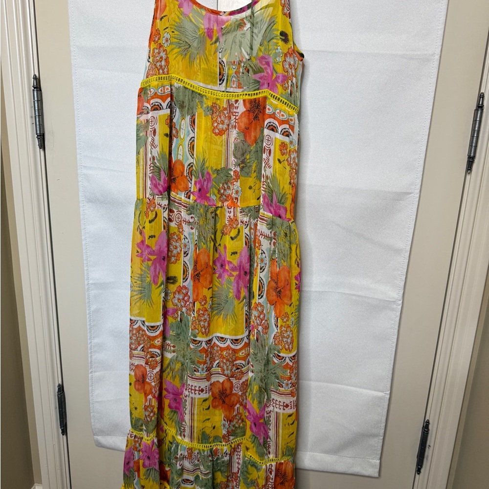 Floral Maxi Dress - Multicolor with Pom Pom detail